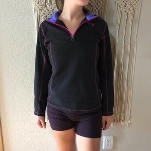 North Face Black Purple and Pink Fleece Pullover